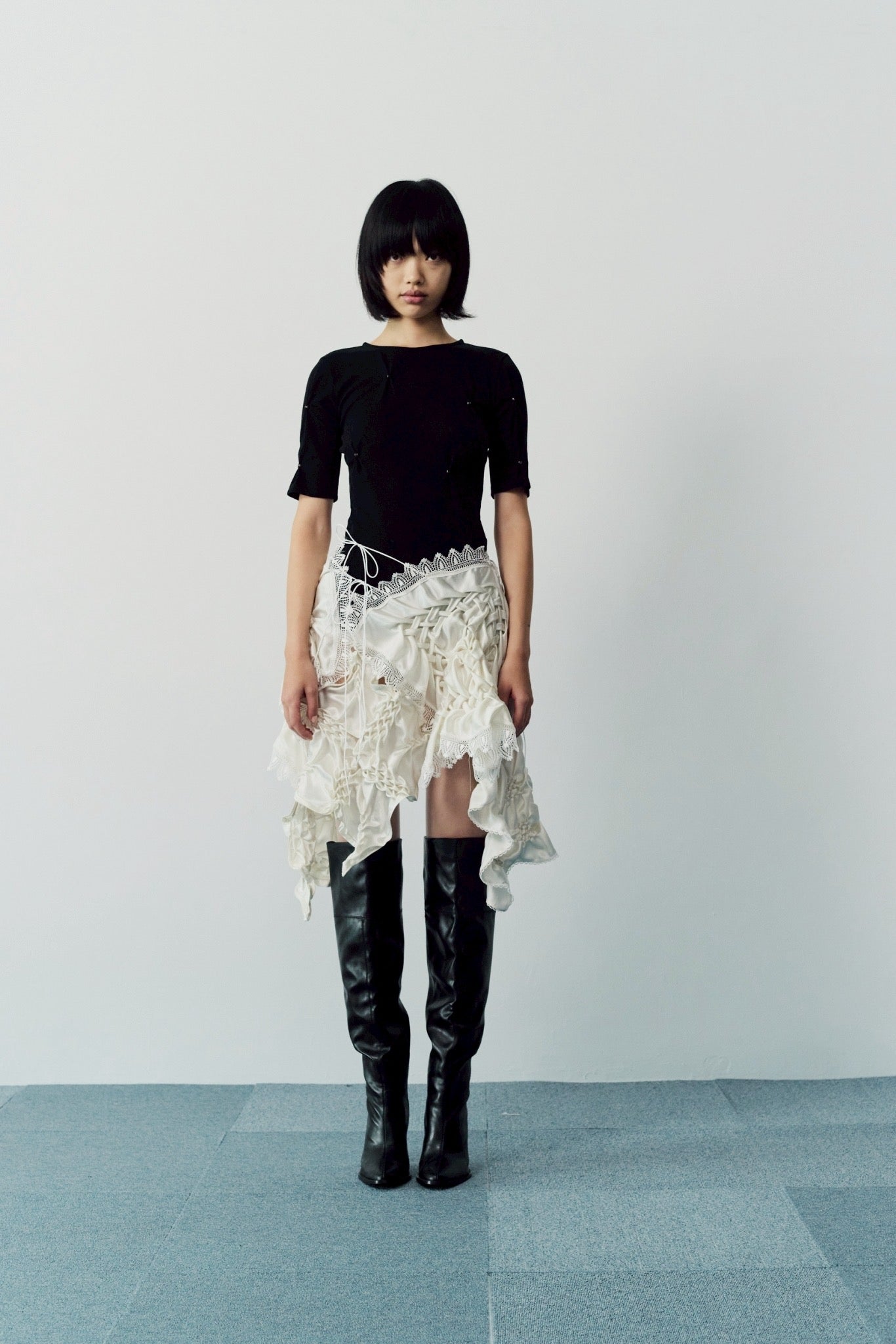 Smocking veill skirt - White