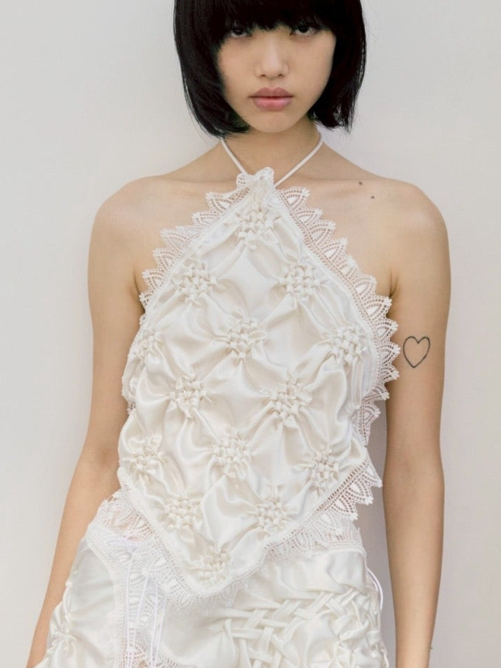 Smocking veill bustier - White