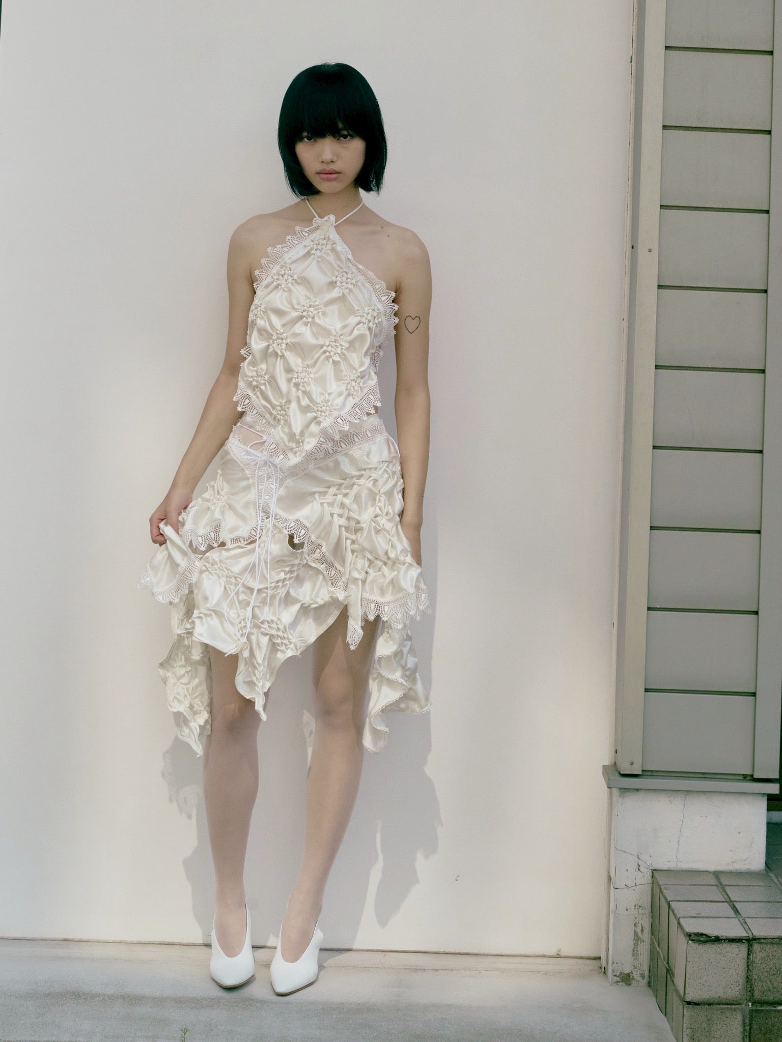 Smocking veill skirt - White