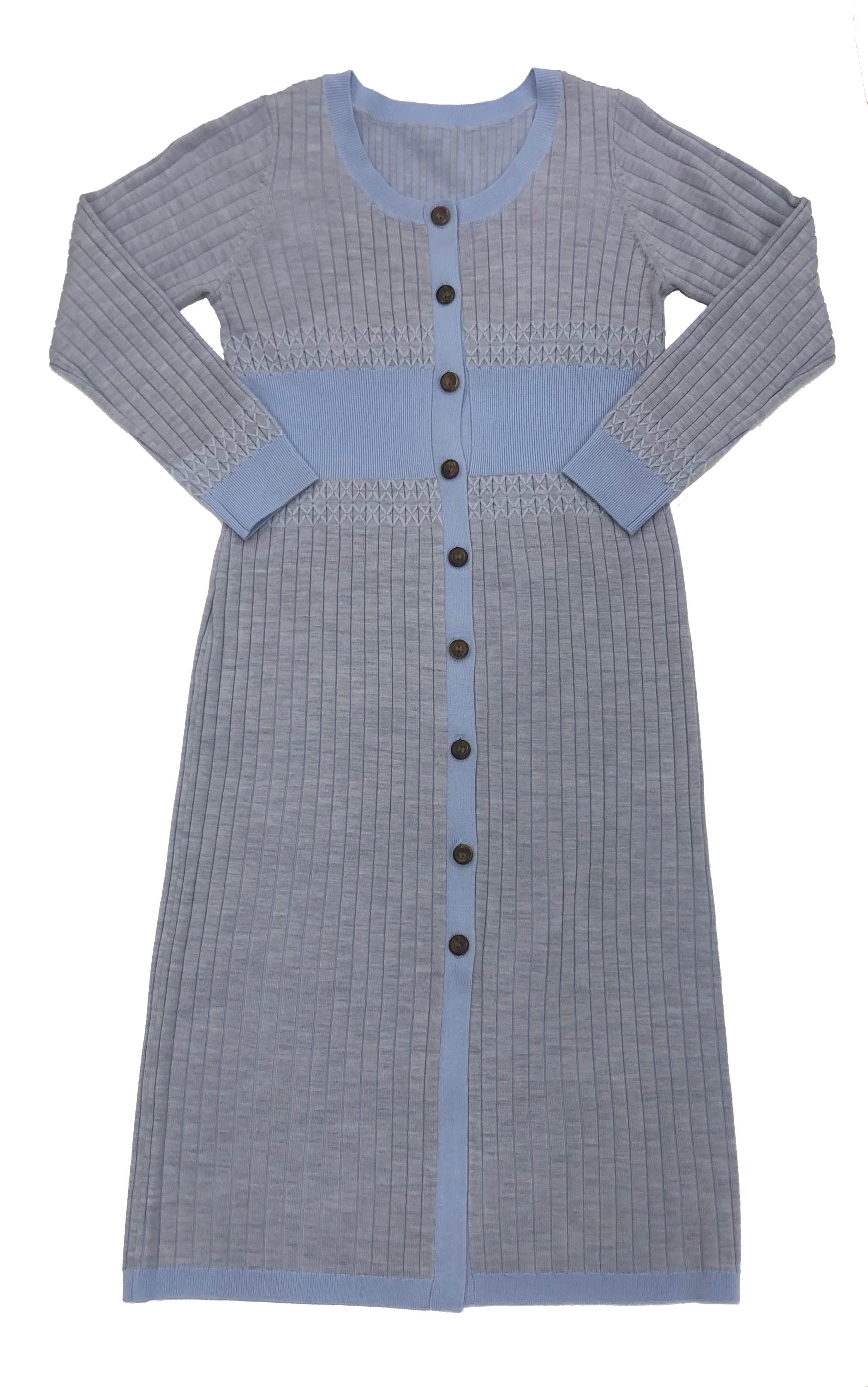 Plating rib cardigan dress