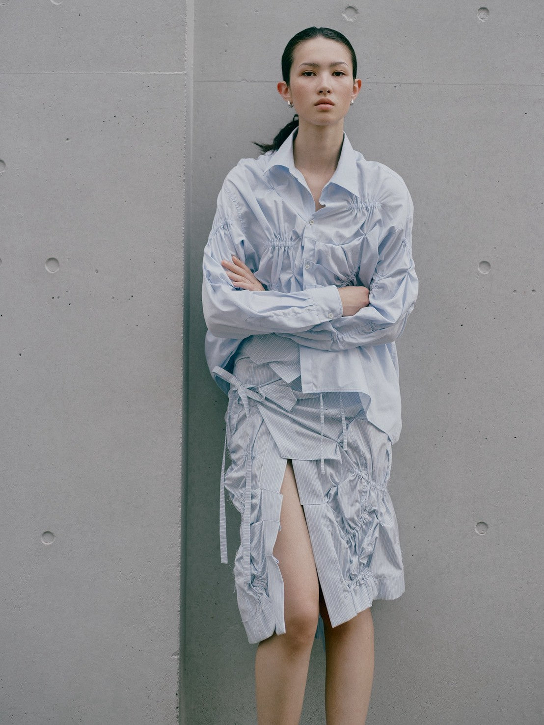 Drape deformation shirt - Blue
