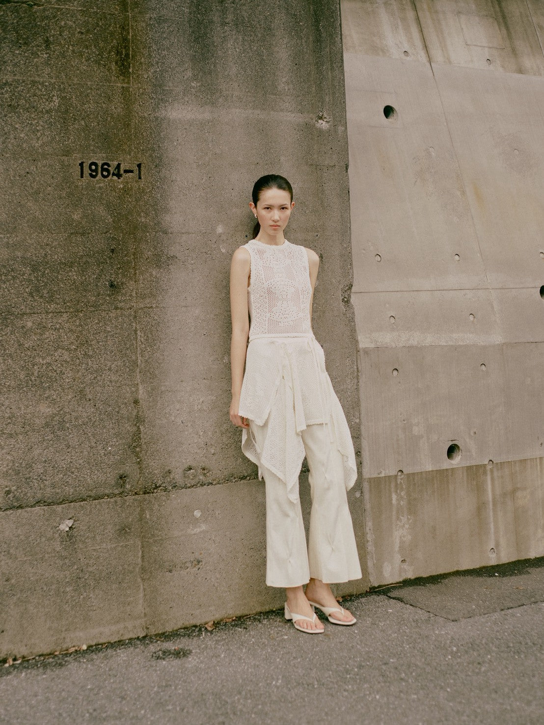 Tuck rib pants - Ivory