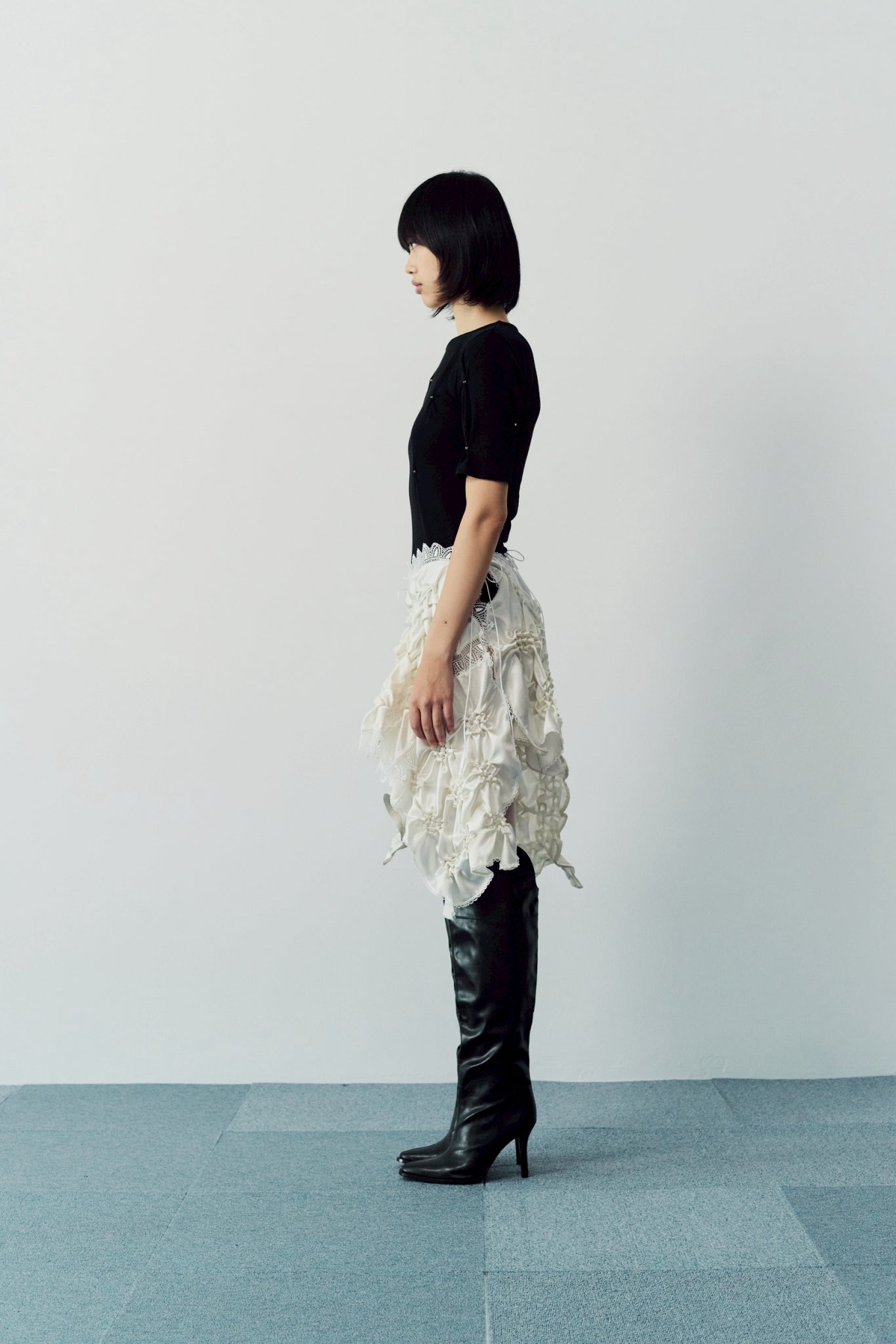 Pic tuck cut pullover - Black