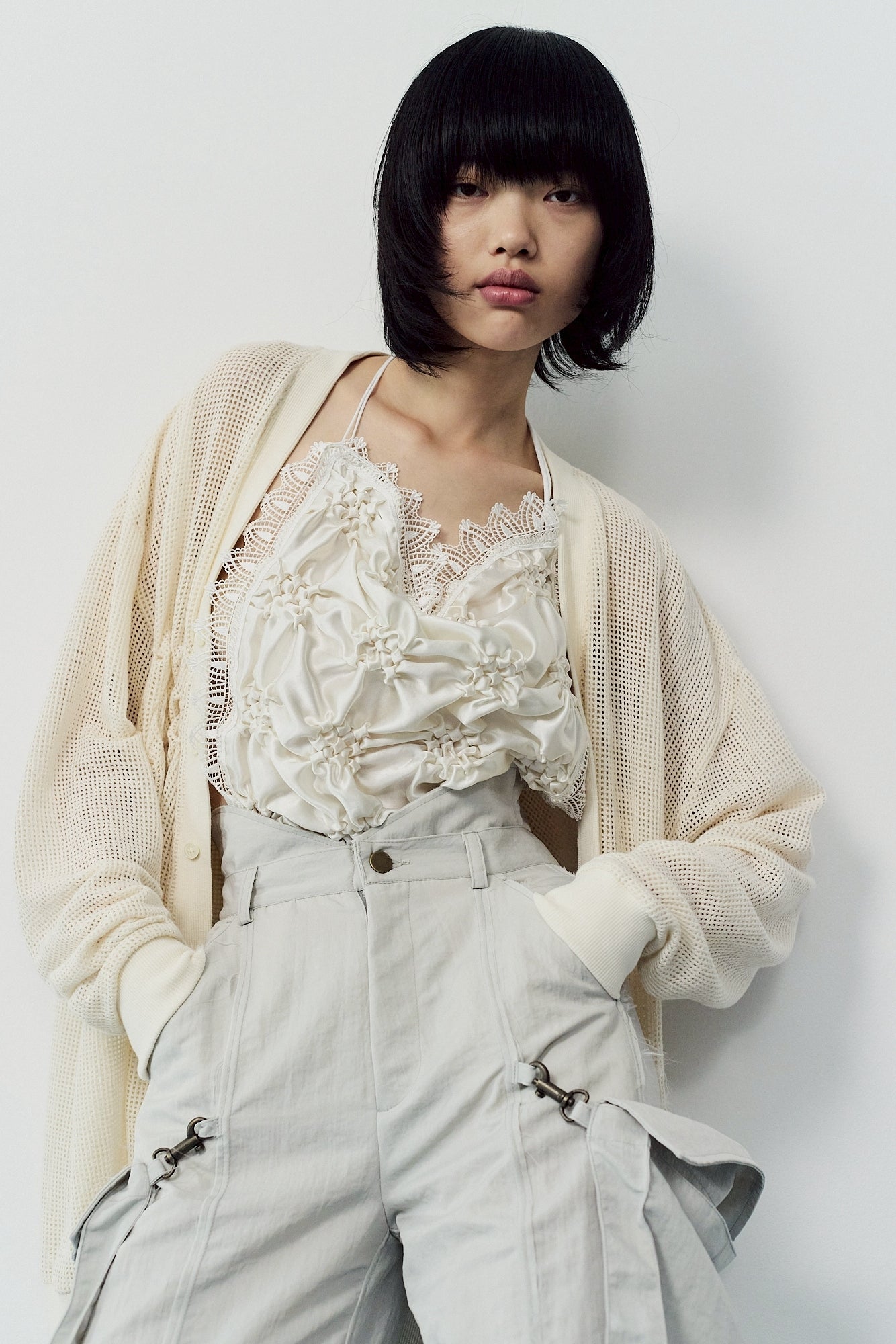 Smocking veill bustier - White