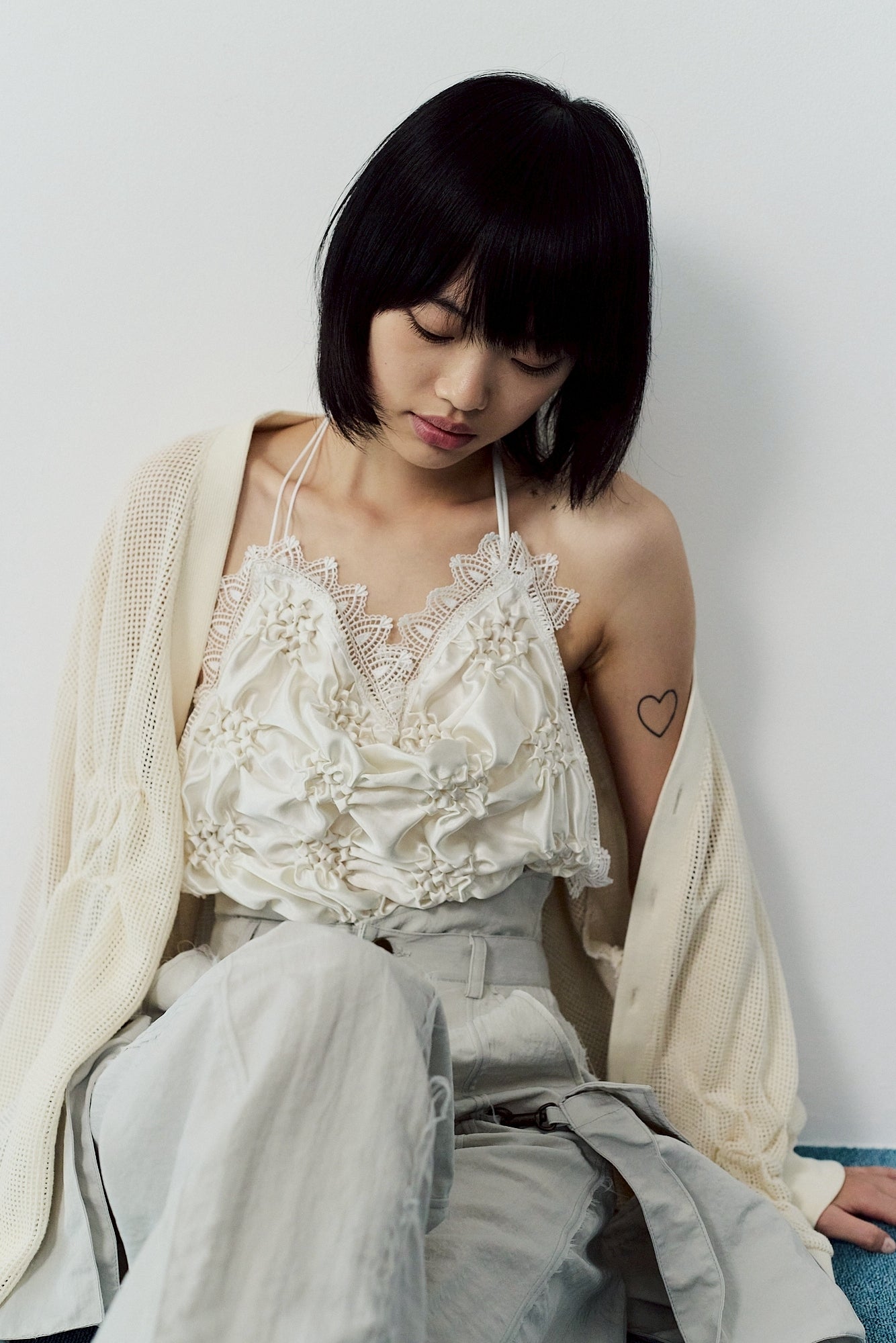 Smocking veill bustier - White