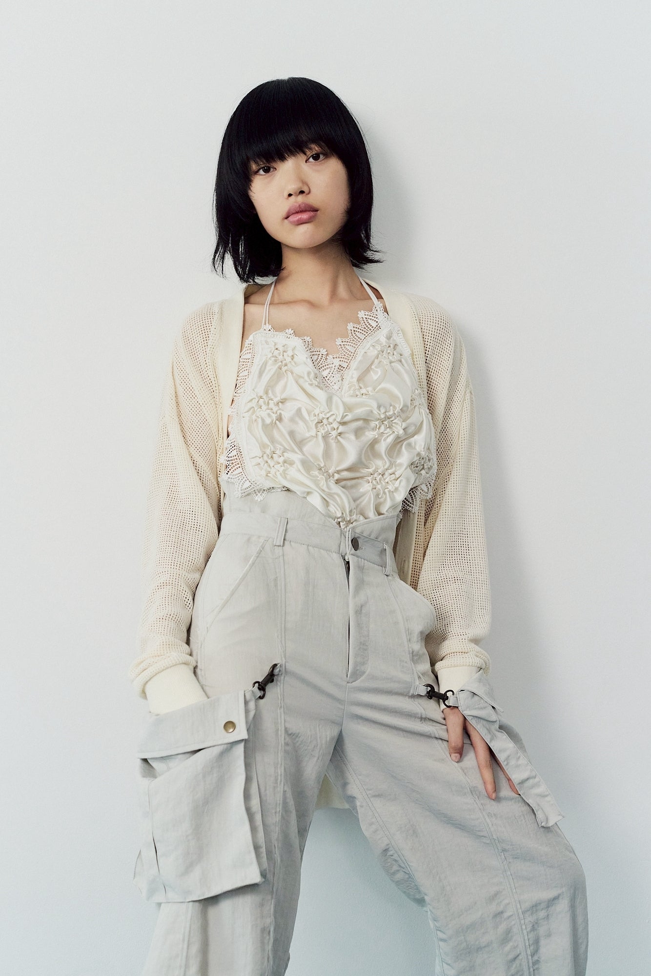 Smocking veill bustier - White