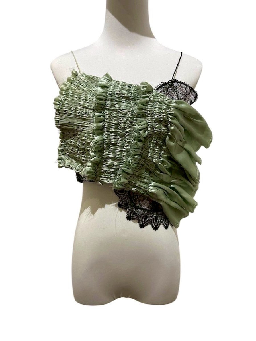 Hand pleats veil bustier - Green
