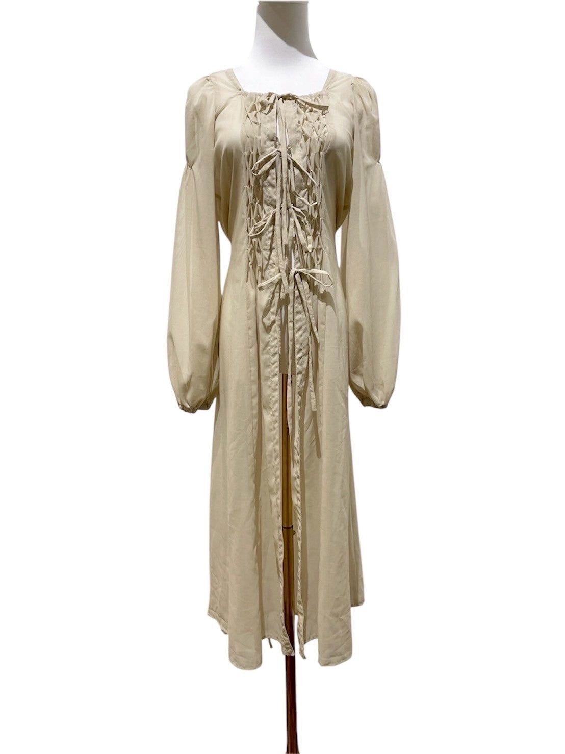 Smocking sheer gown - Beige