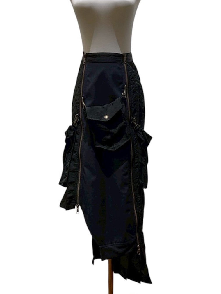 Military shrink pleats skirt - Black