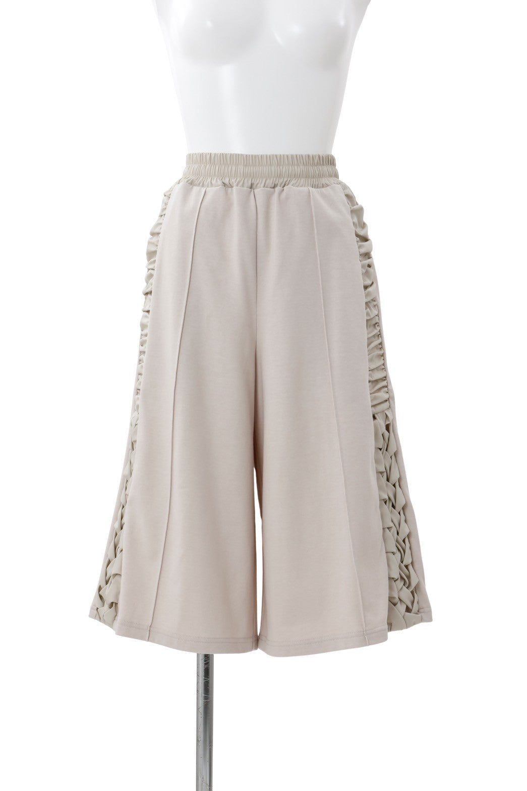Side gather half pants - Beige