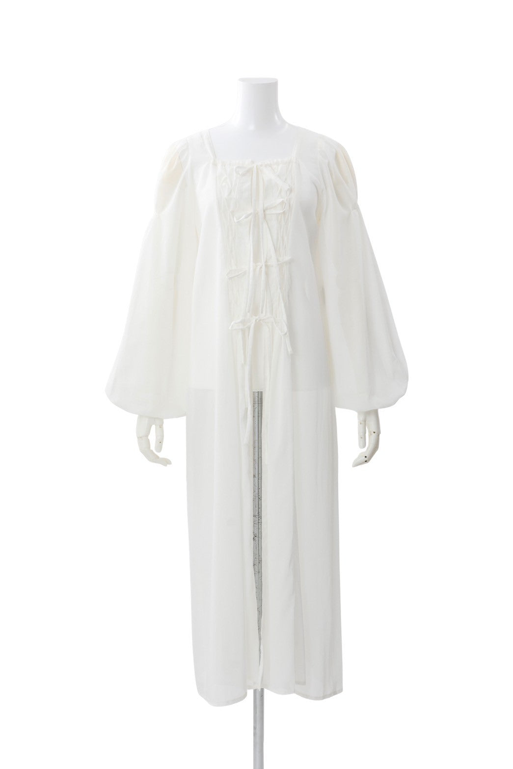 Smocking sheer gown - White