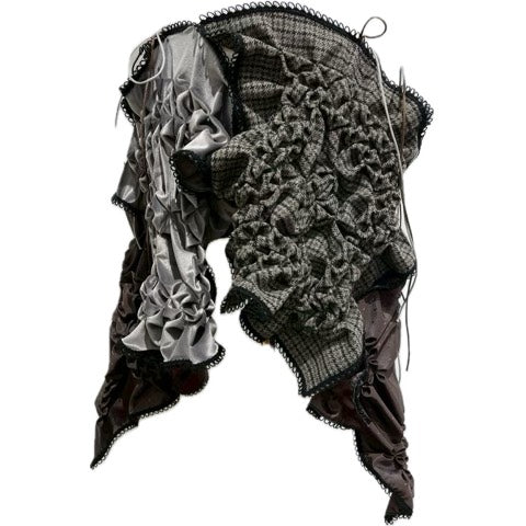 Patch smocking skirt - Gray-Tweed