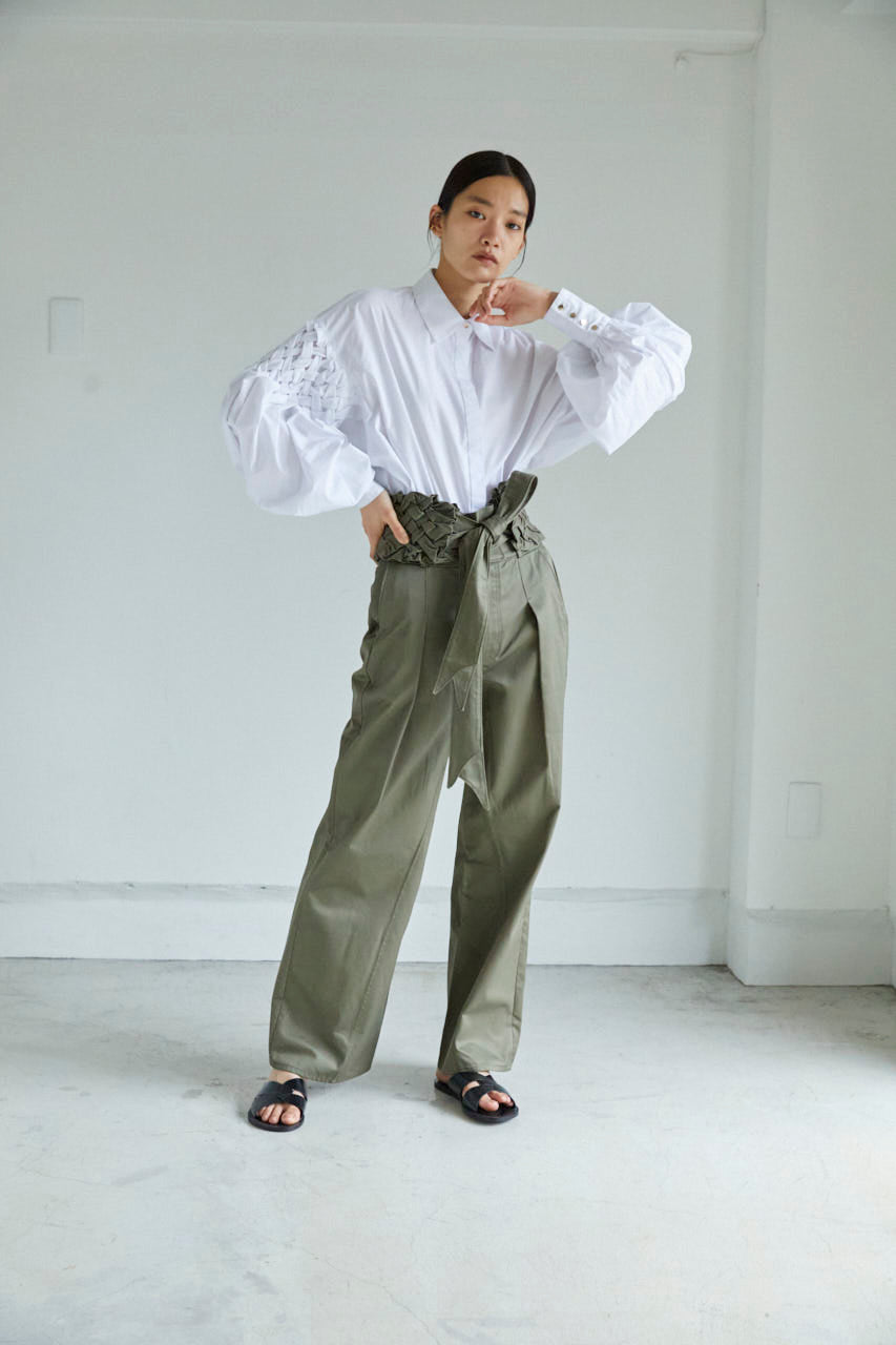 Smocking sleeve blouse 【Mens】- White