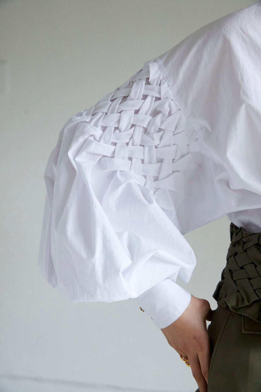 Smocking sleeve blouse 【Mens】- White