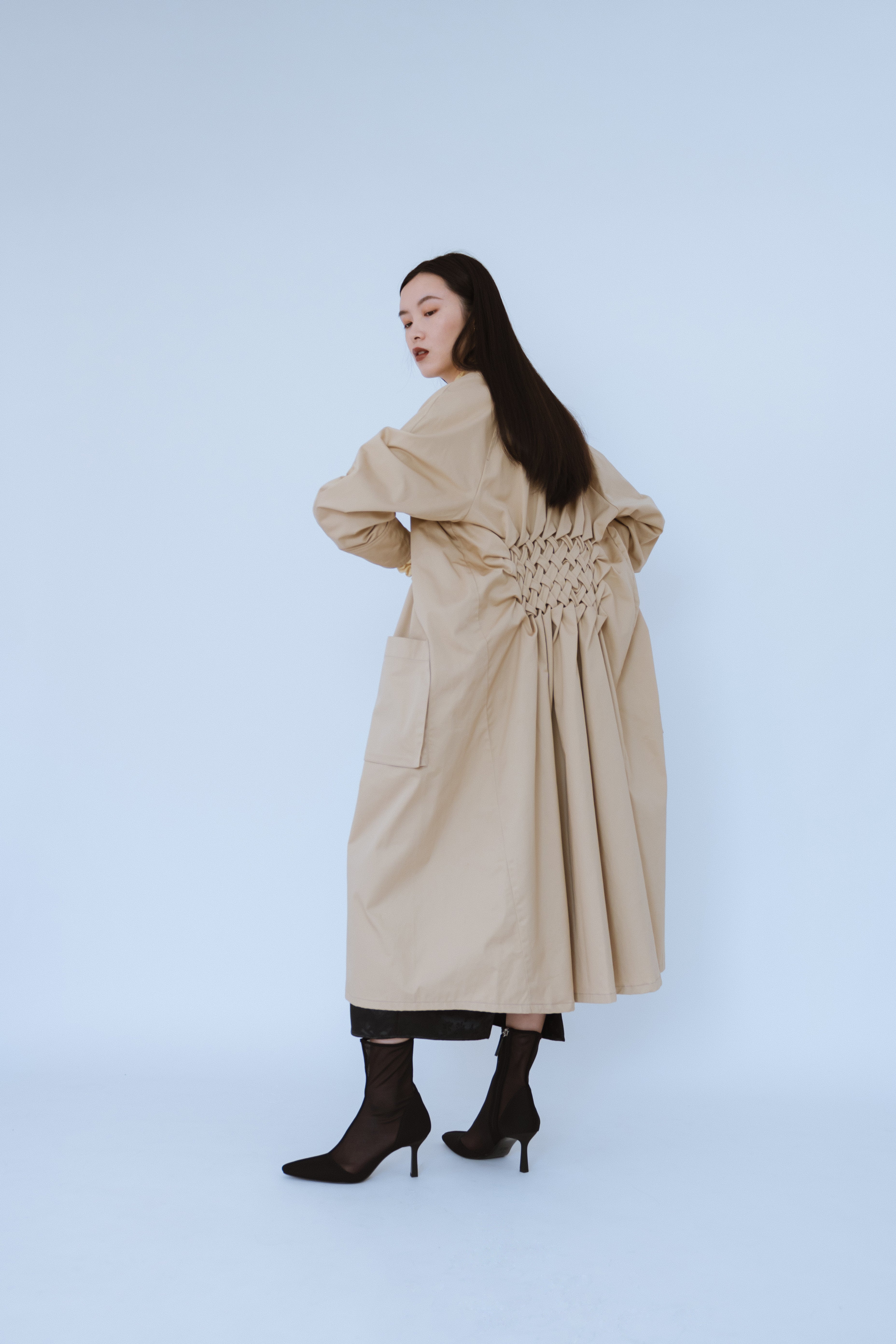 Smocking trench coat - Beige